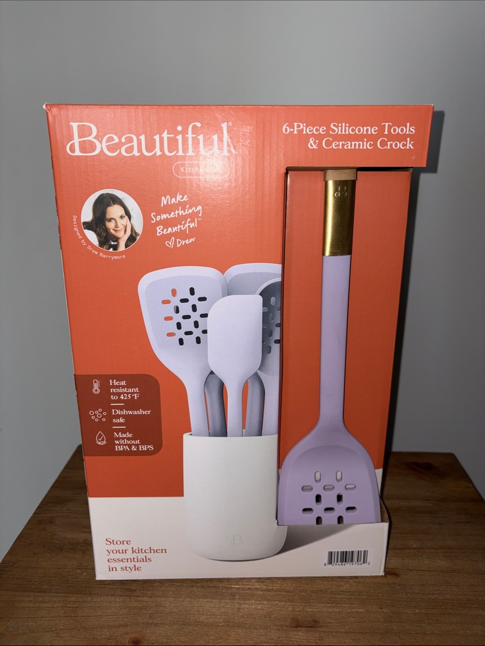 New Beautiful 6-Piece Silicone Kitchen Tool Set in Light Lavender